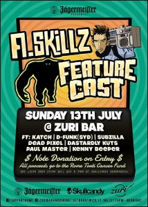 Askillz (UK) Featurecast (UK) – Sunday July 13th @ Zuri Bar Brisbane -Rome Torti Fund Raiser Askillz (UK) Featurecast (UK) – Sunday July 13th @ Zuri Bar Brisbane -Rome Torti Fund Raiser